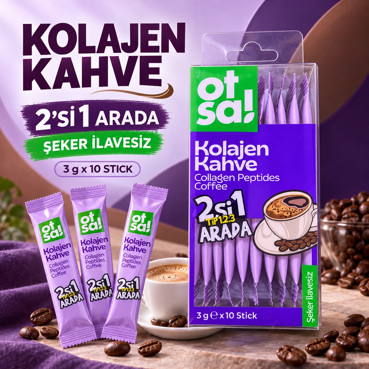 OTSA Kolajen Kahve Stick 10 Adet (30 gr)